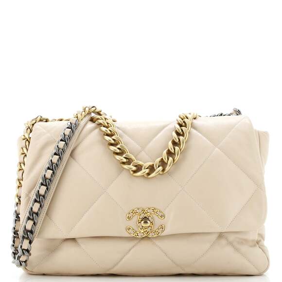 Chanel 19 Flap Bag Quilted Leather Maxi #177432C59B - Picture 1 of 9